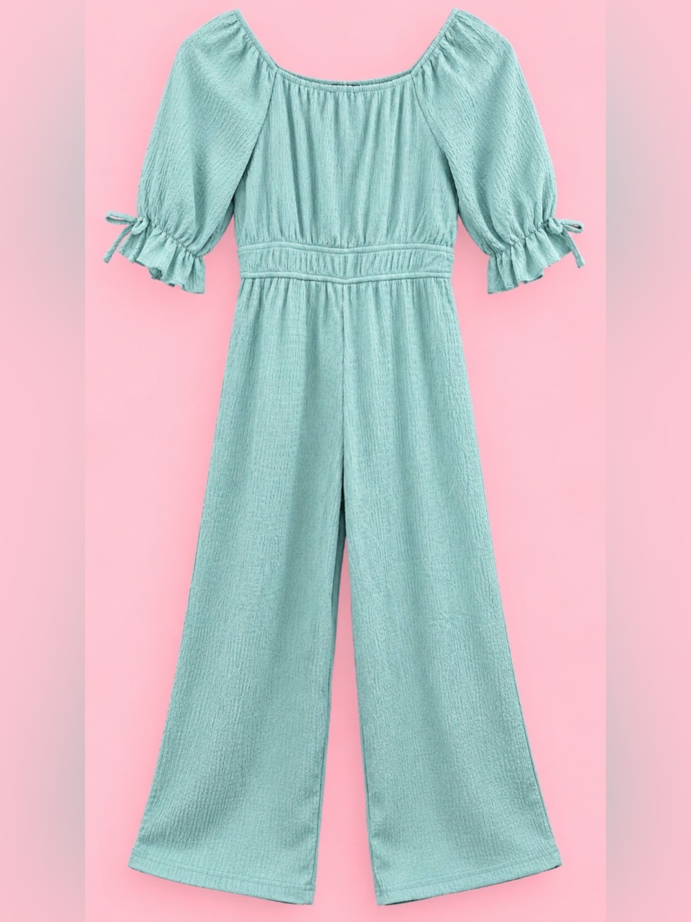 Trixxi Girl Sage Textured Wide Leg Jumpsuit Size M NWT